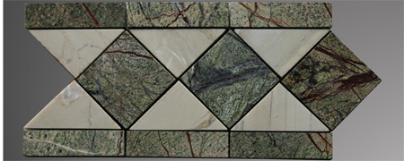 Rain Forest Green Mosaik Marmor Naturstein Bordüre No.14