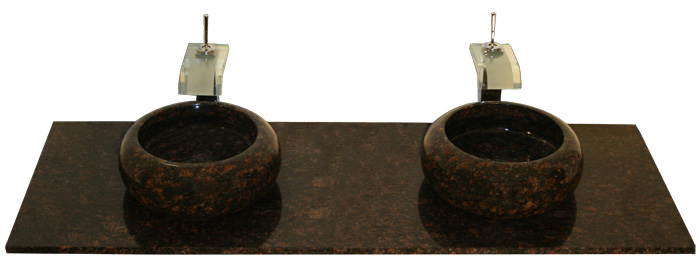 Tan Brown braun Doppel waschtisch Waschbecken Granit Naturstein